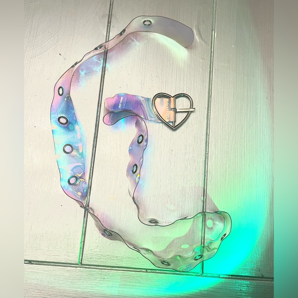 Iridescent heart shaped belt